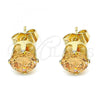 Oro Laminado Stud Earring, Gold Filled Style with Dark Champagne Cubic Zirconia, Polished, Golden Finish, 5.128.039.1