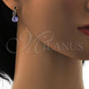 Rhodium Plated Leverback Earring, Disco Design, with Provence Lavander Swarovski Crystals, Polished, Rhodium Finish, 02.239.0010.3