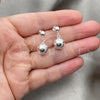 Sterling Silver Long Earring, Ball Design, Polished, Silver Finish, 02.395.0028
