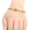 Oro Laminado Individual Bangle, Gold Filled Style Flower Design, Polished, Golden Finish, 07.192.0014.06 (12 MM Thickness, Size 6 - 2.75 Diameter)