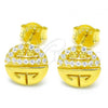 Sterling Silver Stud Earring, with White Cubic Zirconia, Polished, Golden Finish, 02.336.0115.2