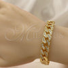 Oro Laminado Fancy Bracelet, Gold Filled Style with White Micro Pave, Polished, Golden Finish, 03.346.0010.07