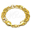 Oro Laminado Basic Bracelet, Gold Filled Style Mariner Design, Polished, Golden Finish, 03.118.0019.08