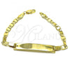 Oro Laminado ID Bracelet, Gold Filled Style Polished, Golden Finish, 03.380.0135.08