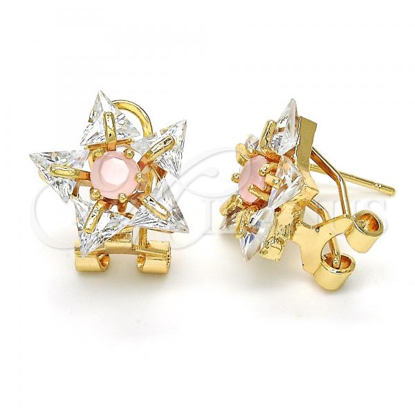 Oro Laminado Stud Earring, Gold Filled Style Star Design, with Pink and White Cubic Zirconia, Polished, Golden Finish, 02.217.0082.6 *PROMO*