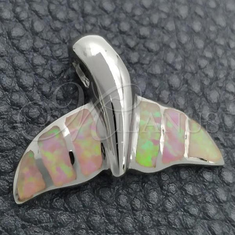 Sterling Silver Fancy Pendant, Fish Design, with Pink Opal, Polished, Silver Finish, 05.391.0007.1