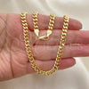 Oro Laminado Basic Necklace, Gold Filled Style Miami Cuban Design, Polished, Golden Finish, 04.63.1398.30