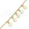Oro Laminado Charm Anklet , Gold Filled Style Anchor Design, Polished, Golden Finish, 03.63.2192.10