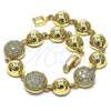 Oro Laminado Fancy Bracelet, Gold Filled Style with White Micro Pave, Polished, Golden Finish, 03.283.0180.08