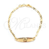 Oro Laminado ID Bracelet, Gold Filled Style Ladybug and Mariner Design, Polished, Golden Finish, 03.32.0159.06