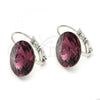 Rhodium Plated Leverback Earring, with Amethyst Swarovski Crystals, Polished, Rhodium Finish, 02.239.0005.5