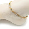 Oro Laminado Basic Anklet, Gold Filled Style Miami Cuban Design, Polished, Golden Finish, 03.63.2284.10