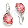 Rhodium Plated Dangle Earring, Teardrop Design, with Rose Peach Swarovski Crystals, Polished, Rhodium Finish, 02.239.0016.4