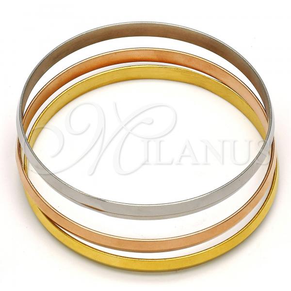 Stainless Steel Trio Bangle, Polished, Tricolor, 07.244.0005.06 (06 MM Thickness, Size 6 - 2.75 Diameter)