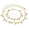 Oro Laminado Necklace and Bracelet, Gold Filled Style Flower Design, Polished, Golden Finish, 06.65.0115