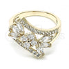 Oro Laminado Multi Stone Ring, Gold Filled Style with White Cubic Zirconia, Polished, Golden Finish, 01.210.0098.07 (Size 7)