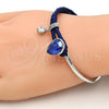 Rhodium Plated Individual Bangle, Teardrop Design, with Blue Zircon Swarovski Crystals and White Micro Pave, Polished, Rhodium Finish, 07.239.0002.10 (03 MM Thickness, One size fits all)