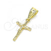Oro Laminado Religious Pendant, Gold Filled Style Crucifix Design, Polished, Golden Finish, 05.253.0137