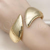 Oro Laminado Individual Bangle, Gold Filled Style Leaf Design, Polished, Golden Finish, 07.422.0003.05