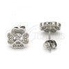 Sterling Silver Stud Earring, with White Micro Pave, Polished, Rhodium Finish, 02.285.0006