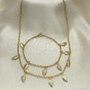 Oro Laminado Necklace and Bracelet, Gold Filled Style Leaf Design, Polished, Golden Finish, 06.63.0206