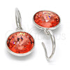 Rhodium Plated Dangle Earring, with Rose Peach Swarovski Crystals, Polished, Rhodium Finish, 02.239.0001.8