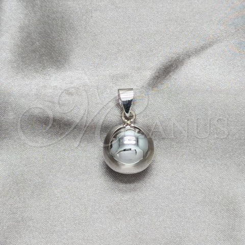 Sterling Silver Fancy Pendant, Ball Design, Polished, Silver Finish, 05.409.0001