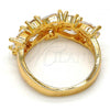 Oro Laminado Multi Stone Ring, Gold Filled Style Teardrop Design, with White Cubic Zirconia, Polished, Golden Finish, 01.210.0004.08 (Size 8)
