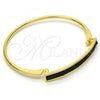 Oro Laminado Individual Bangle, Gold Filled Style with Black Crystal, Polished, Golden Finish, 07.308.0004.04 (03 MM Thickness, Size 4 - 2.25 Diameter)