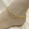 Oro Laminado Fancy Anklet, Gold Filled Style Puff Mariner Design, Polished, Golden Finish, 04.63.1310.10