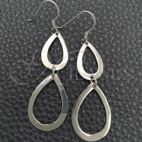 Sterling Silver Long Earring, Teardrop Design, Polished, Silver Finish, 02.392.0001