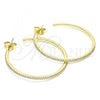 Oro Laminado Stud Earring, Gold Filled Style with White Micro Pave, Polished, Golden Finish, 02.156.0535