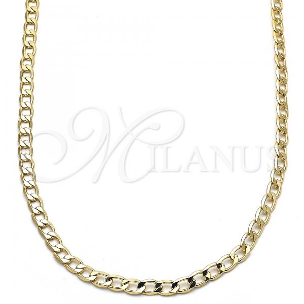 Oro Laminado Basic Necklace, Gold Filled Style Curb Design, Polished, Golden Finish, 5.222.005.22