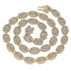 Oro Laminado Basic Necklace, Gold Filled Style Puff Mariner Design, with White Micro Pave, Polished, Golden Finish, 04.284.0059.24