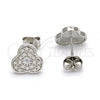 Sterling Silver Stud Earring, with White Cubic Zirconia, Polished, Rhodium Finish, 02.186.0149.1