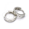 Sterling Silver Huggie Hoop, with White Cubic Zirconia, Polished, Rhodium Finish, 02.175.0094.10