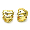 Oro Laminado Huggie Hoop, Gold Filled Style Heart Design, Polished, Golden Finish, 02.170.0483.12