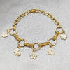 Stainless Steel Fancy Bracelet, Butterfly Design, with White Crystal, Polished, Golden Finish, 03.63.22108.07