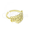 Oro Laminado Multi Stone Ring, Gold Filled Style Leaf Design, Polished, Golden Finish, 01.213.0012