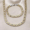 Stainless Steel Necklace and Bracelet, Polished, Two Tone, 06.116.0057.2