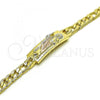 Oro Laminado Fancy Bracelet, Gold Filled Style San Judas and Pave Figaro Design, Polished, Tricolor, 03.351.0162.2.08