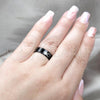 Stainless Steel Mens Ring, Star and Snake Design, Black Enamel Finish, Black Rhodium Finish, 01.63.0658.10