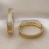 Oro Laminado Huggie Hoop, Gold Filled Style with White Micro Pave, Polished, Golden Finish, 02.204.0012.30