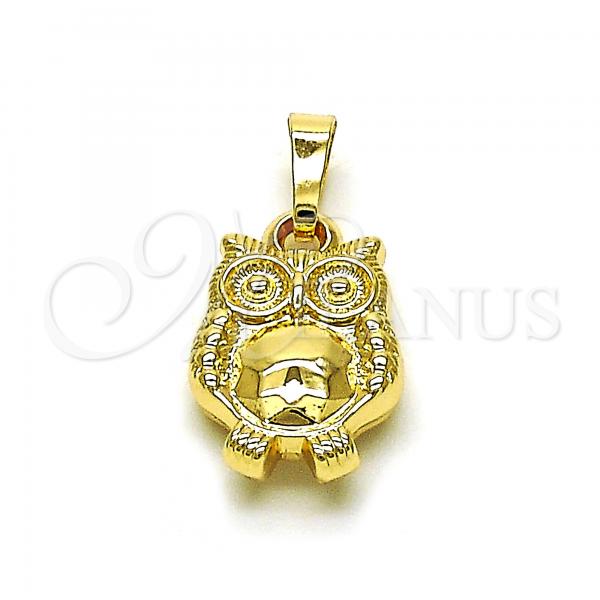 Oro Laminado Fancy Pendant, Gold Filled Style Owl Design, Polished, Golden Finish, 05.178.0001