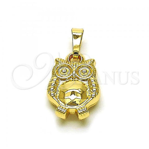 Oro Laminado Fancy Pendant, Gold Filled Style Owl Design, Polished, Golden Finish, 05.178.0001