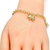 Oro Laminado Charm Bracelet, Gold Filled Style Elephant Design, Diamond Cutting Finish, Golden Finish, 03.63.1789.07