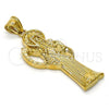 Oro Laminado Religious Pendant, Gold Filled Style Santa Muerte Design, Polished, Golden Finish, 05.185.0010