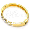 Oro Laminado Individual Bangle, Gold Filled Style with White Crystal, Polished, Golden Finish, 07.252.0068.05 (08 MM Thickness, Size 5 - 2.50 Diameter)