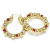Oro Laminado Medium Hoop, Gold Filled Style with Garnet and White Crystal, Polished, Golden Finish, 02.122.0099.1.30