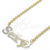 Oro Laminado Pendant Necklace, Gold Filled Style Nameplate Design, Polished, Tricolor, 04.63.1389.1.18
